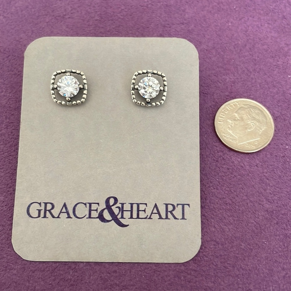 Grace & Heart .925 Sterling Silver post with CZs